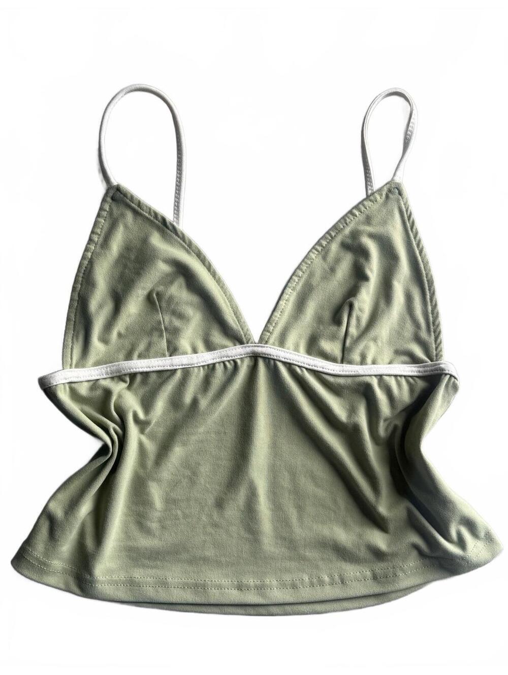 Green and white y2k cropped tank